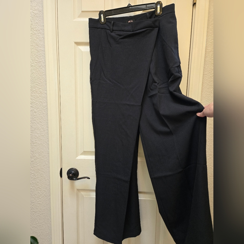 NWT Micas Asymmetrical Elegant Black Wide-Leg Pants, Large - Picture 3 of 12